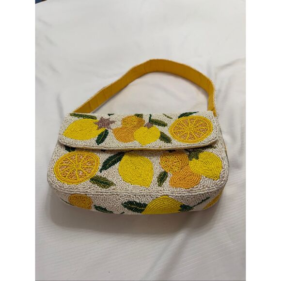 America & Beyond Make Lemonade Beaded Shoulder Bag Handbag - Picture 2 of 13